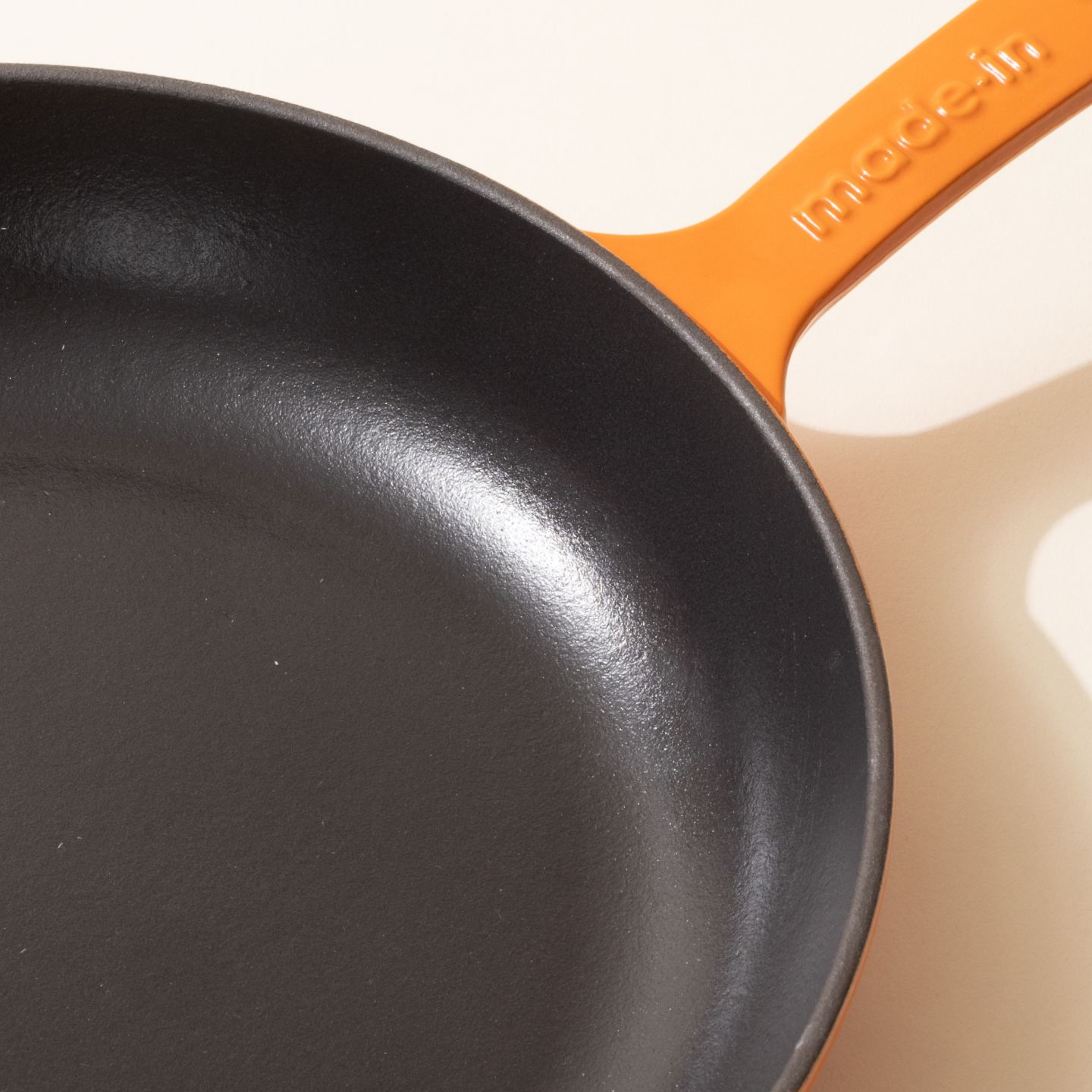 Orange Enameled Cast Iron Skillet Fry Pan by Nardelli Cookware