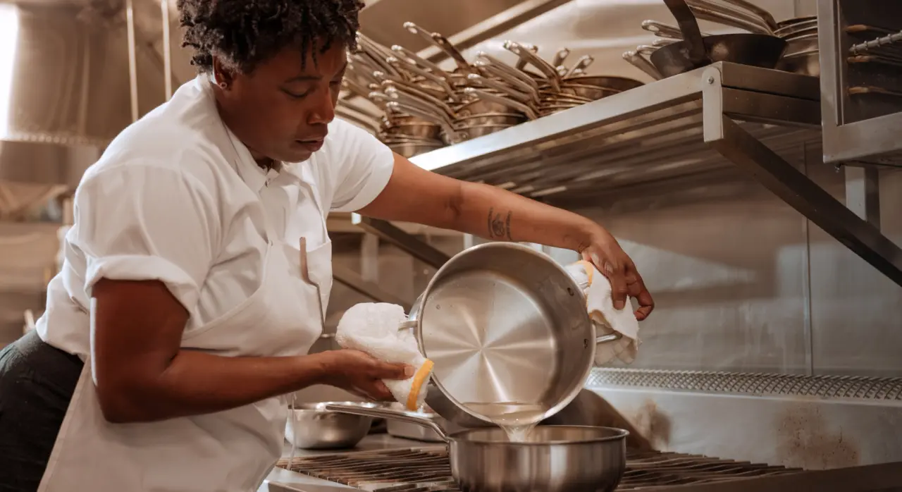 Mashama Bailey in kitchen