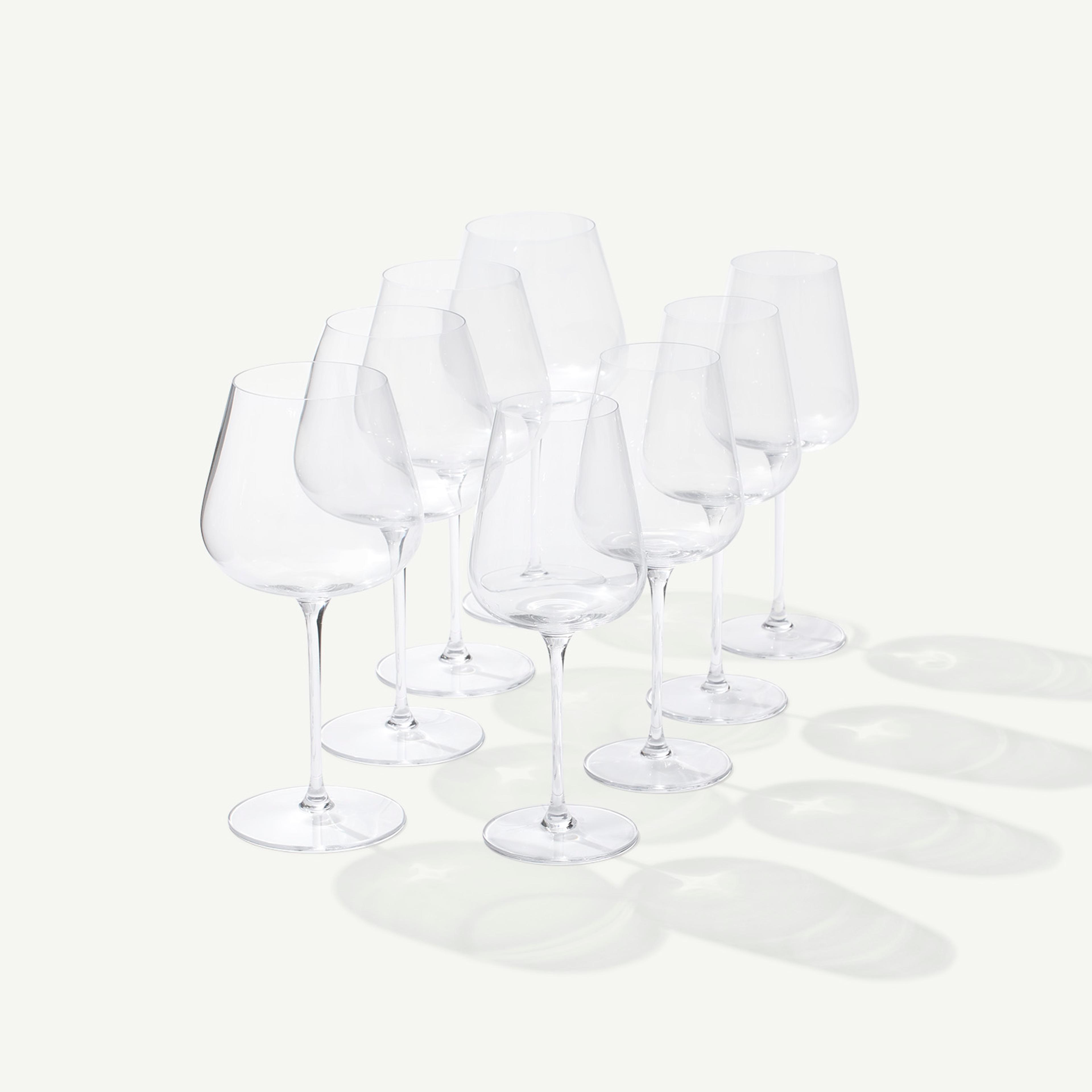 Red and White Crystal Wine Glasses Set - Made In