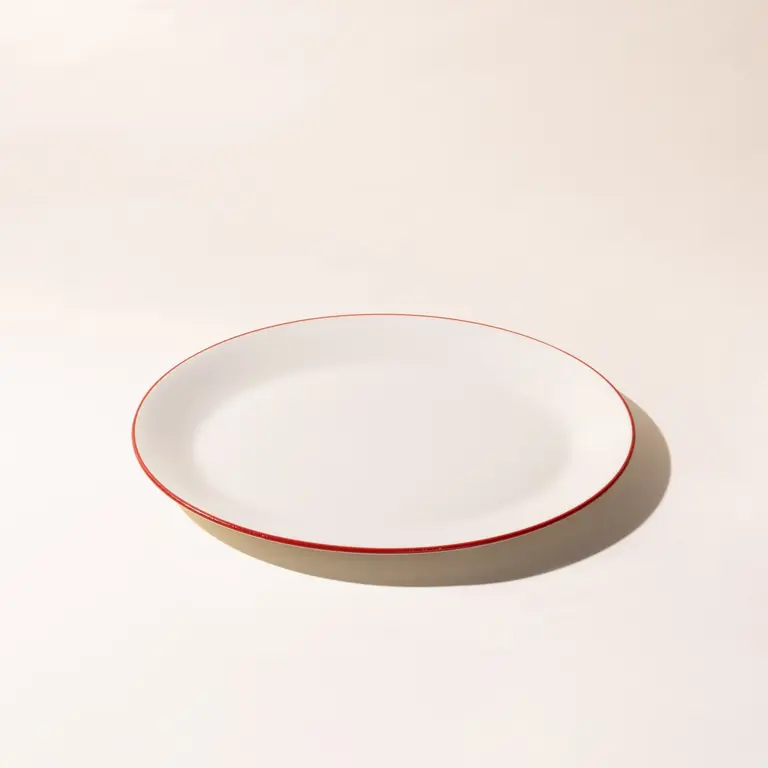 red rim serving platter angle image