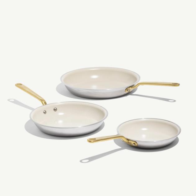 Ceramic Non Stick Pans - Antique Brass Handle