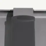 A close-up view of a gray handle featuring the text "MADE IN" on a sleek metal surface.