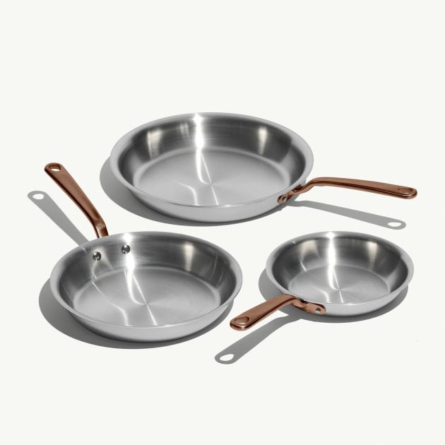 3-Piece Stainless Steel Frying Pan Set