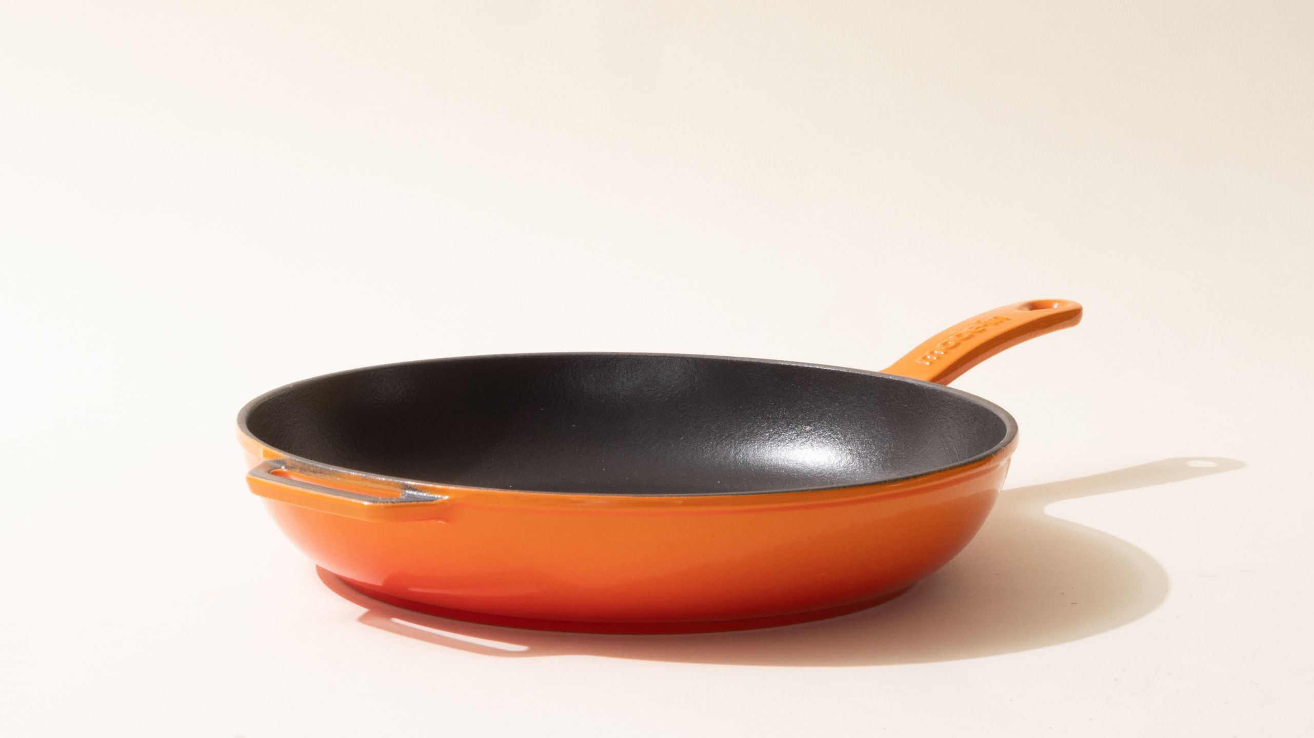 Orange Enameled Cast Iron Skillet Fry Pan by Nardelli Cookware