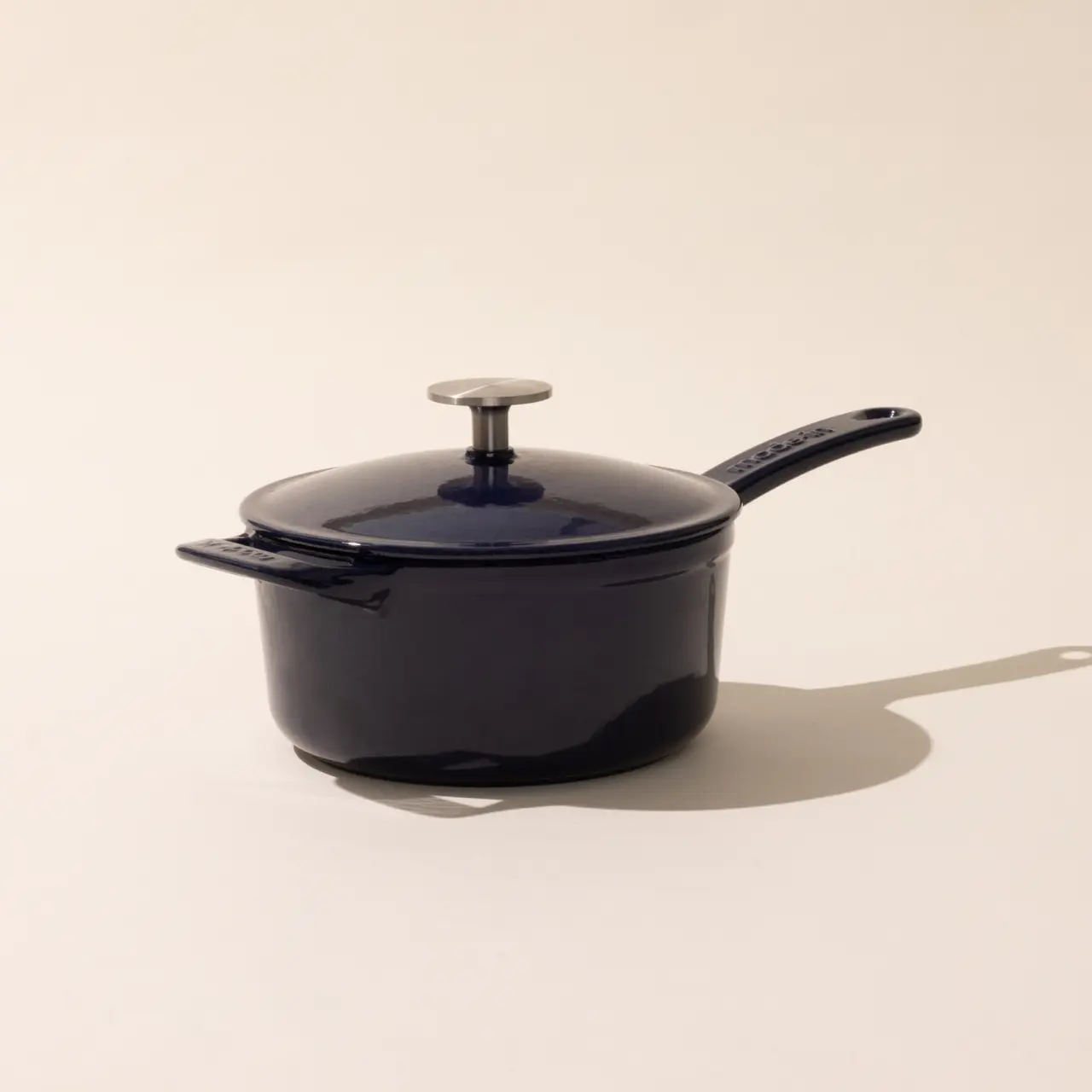 enameled cast iron saucepan harbour blue with lid