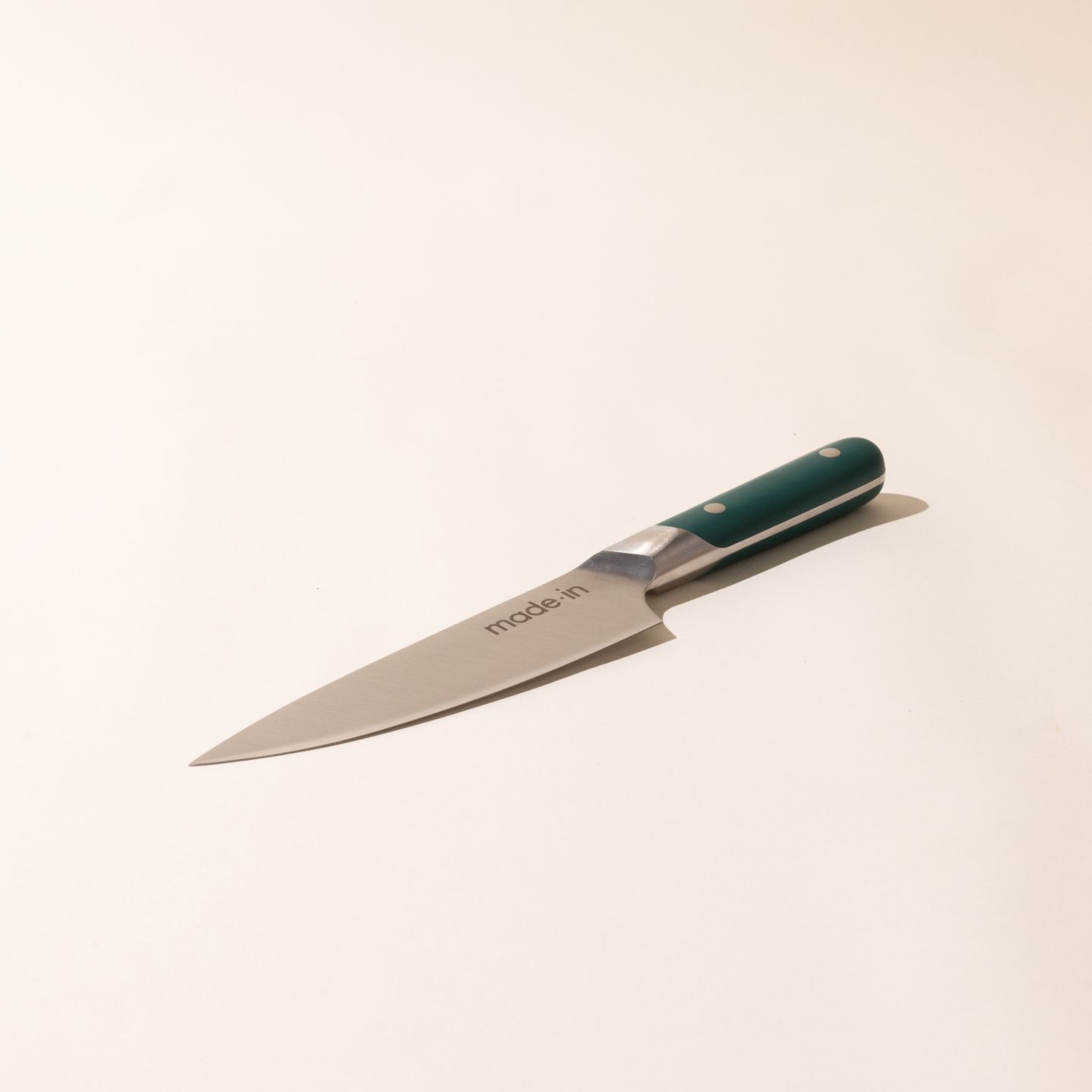 PAMPERED CHEF GREEN COLOR COATED UTILITY KNIFE #1508 WITH COVER