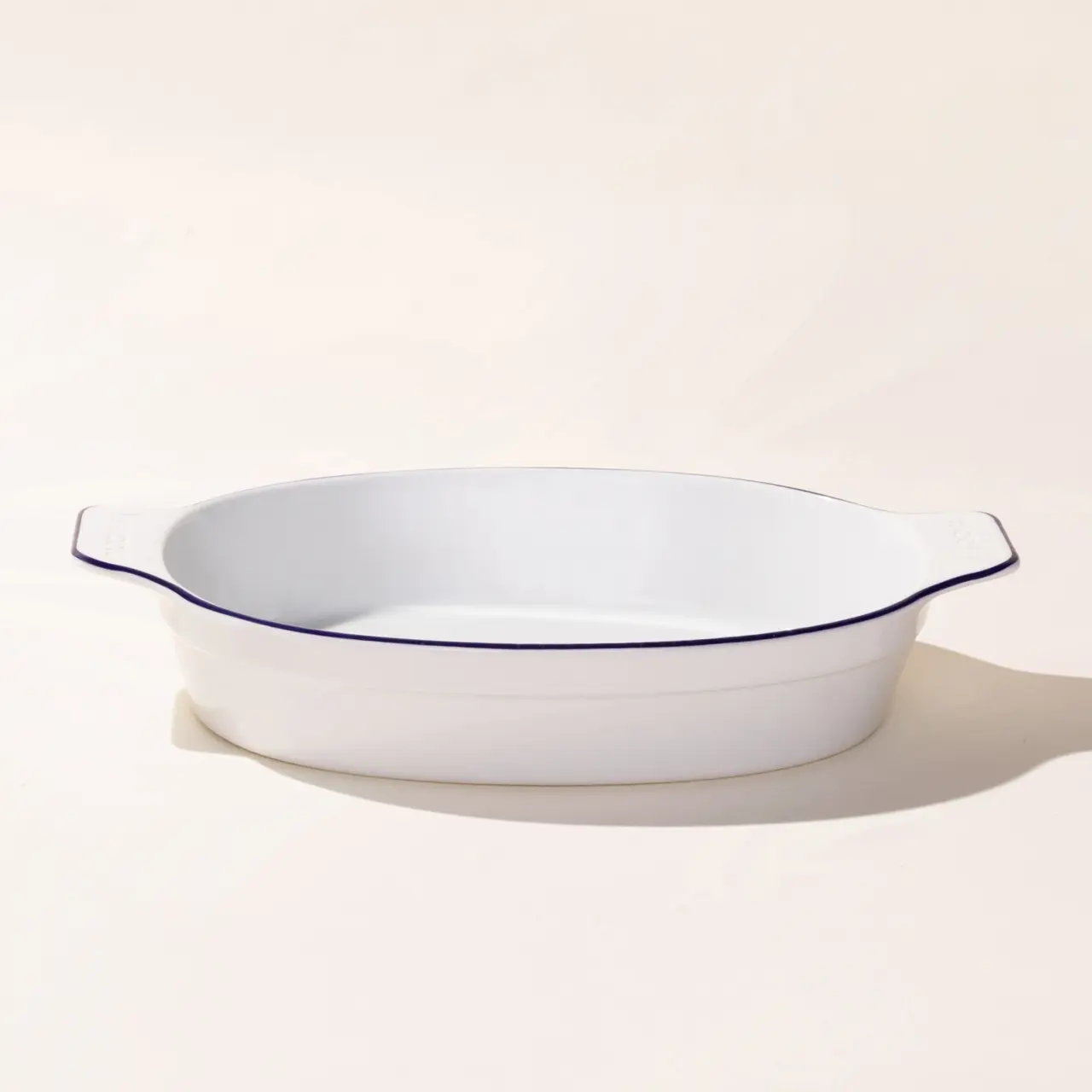 Blue Rim Oval Porcelain Bakeware