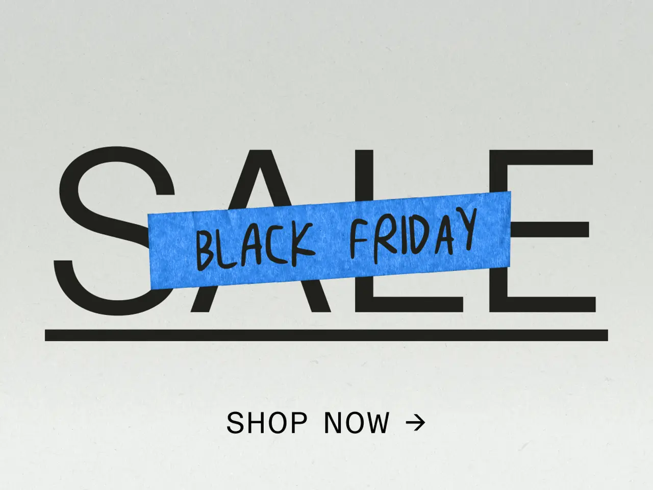 Bold text promoting a Black Friday sale with a call to action to shop now.