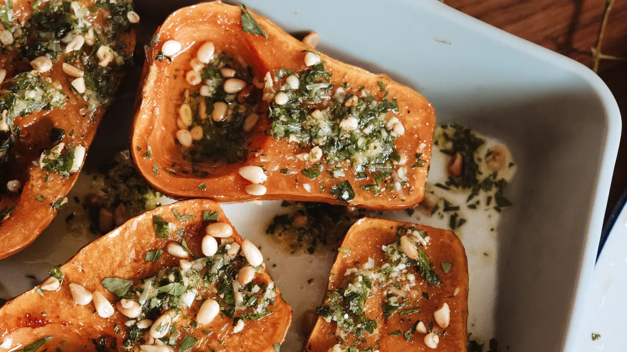 Roasted Honeynut Squash with Pumpkin Seed Pesto