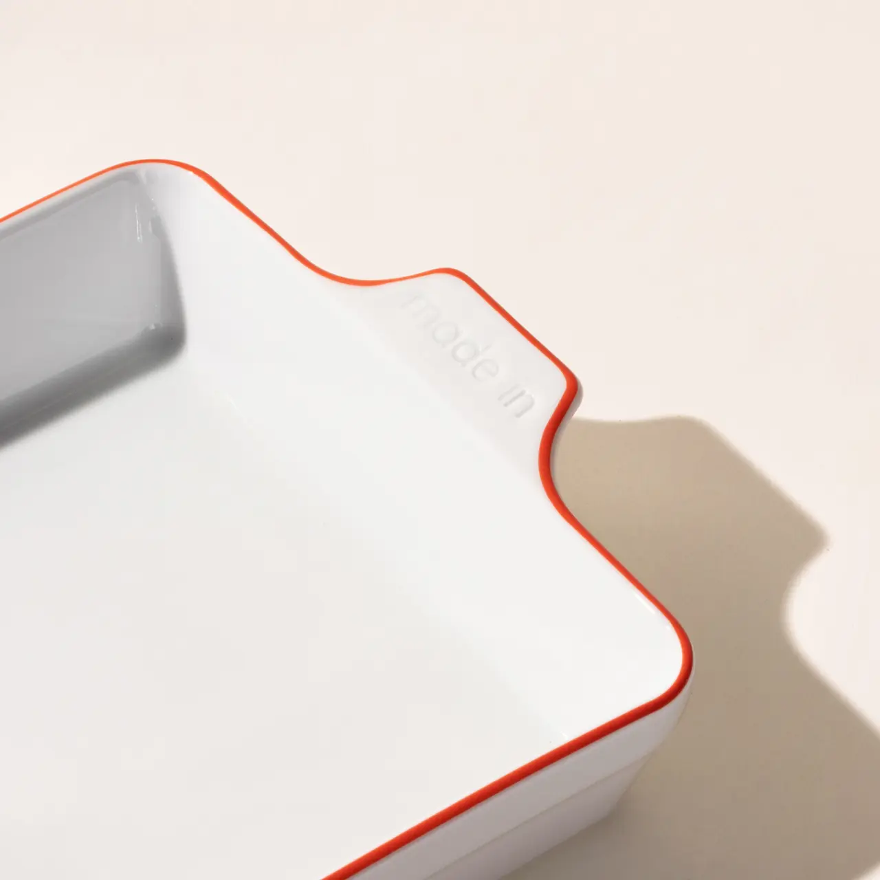 Red Rim Square Porcelain Bakeware