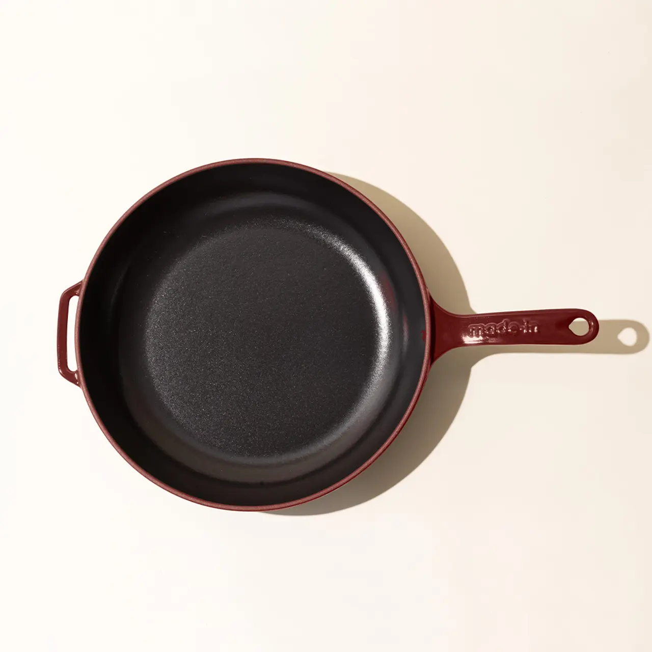 enameled cast iron skillet ruby red top