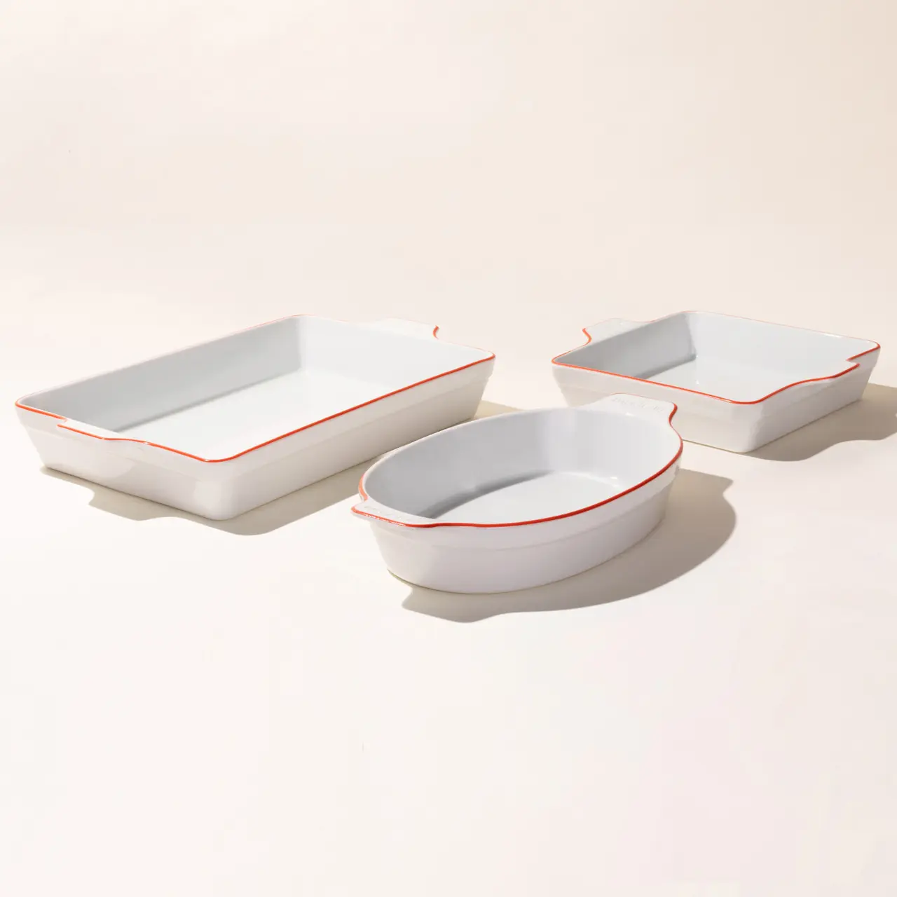 Red Rim Porcelain Bakeware Set