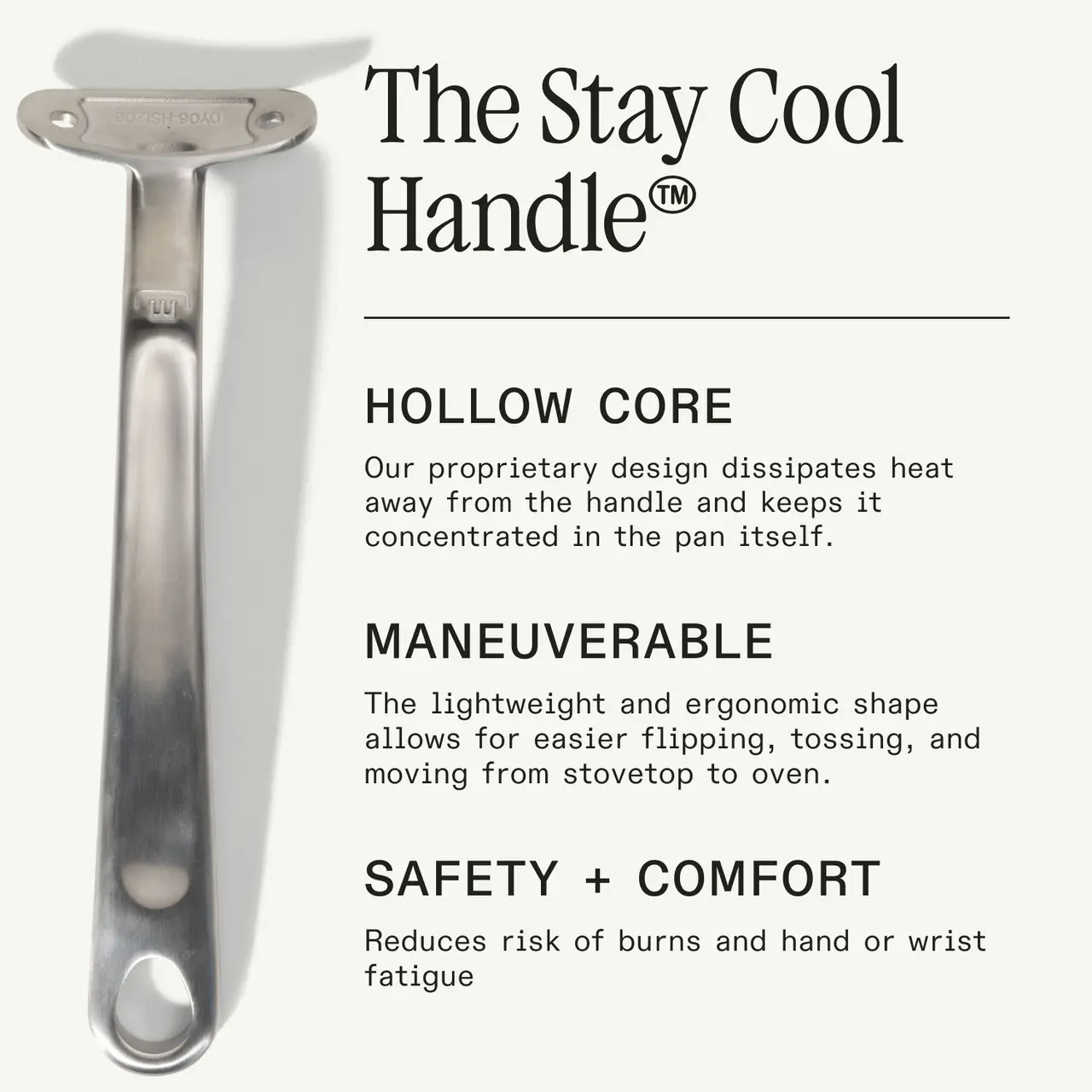 A stainless steel cooking utensil featuring a unique design with a hollow core for heat dissipation, lightweight maneuverability, and enhanced safety and comfort to reduce burns and wrist fatigue.