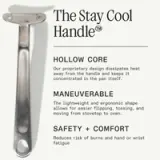 A stainless steel cooking utensil featuring a unique design with a hollow core for heat dissipation, lightweight maneuverability, and enhanced safety and comfort to reduce burns and wrist fatigue.