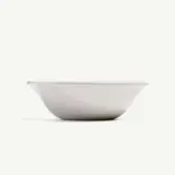 A white ceramic bowl is shown from a side view against a plain background.