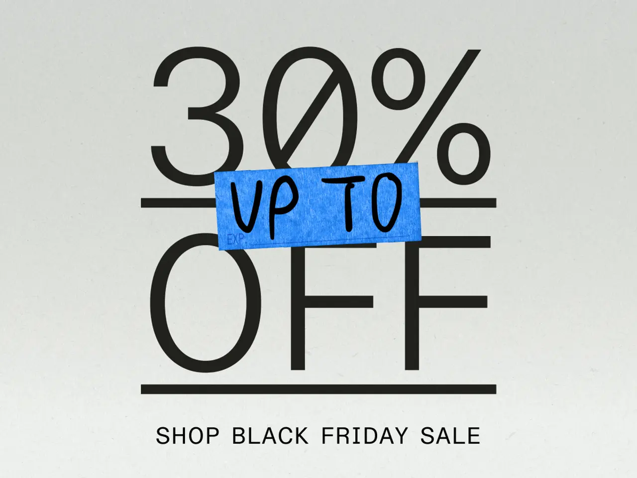 A promotional graphic announces "up to 30% off" for a Black Friday sale.