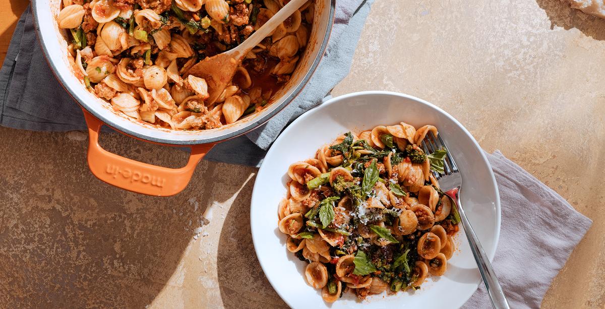 Pasta with Quick Sausage Ragu and Broccoli Rabe | Made In - Made In