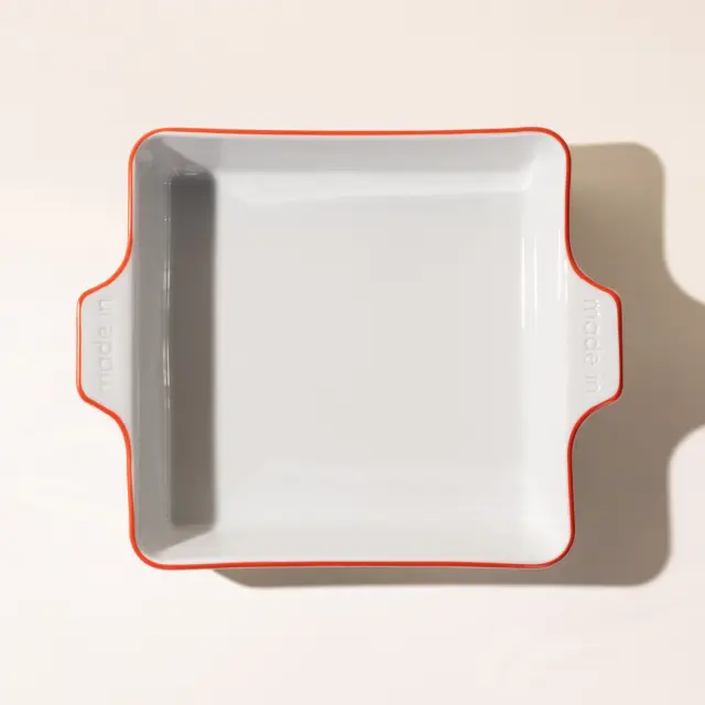 Red Rim Square Porcelain Bakeware