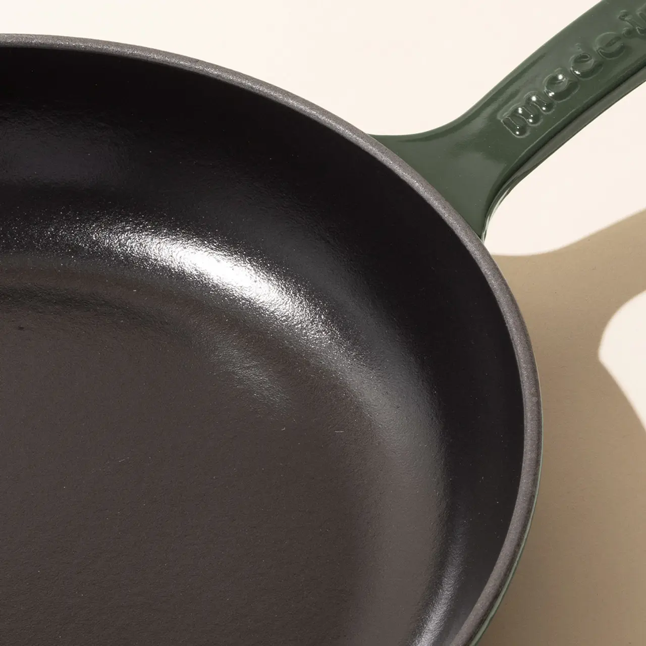 enameled cast iron skillet willow green handle
