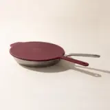 frying pan universal lid ruby red on pan