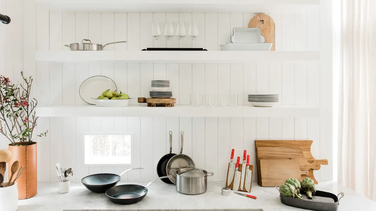 the curated kitchen set in a kitchen