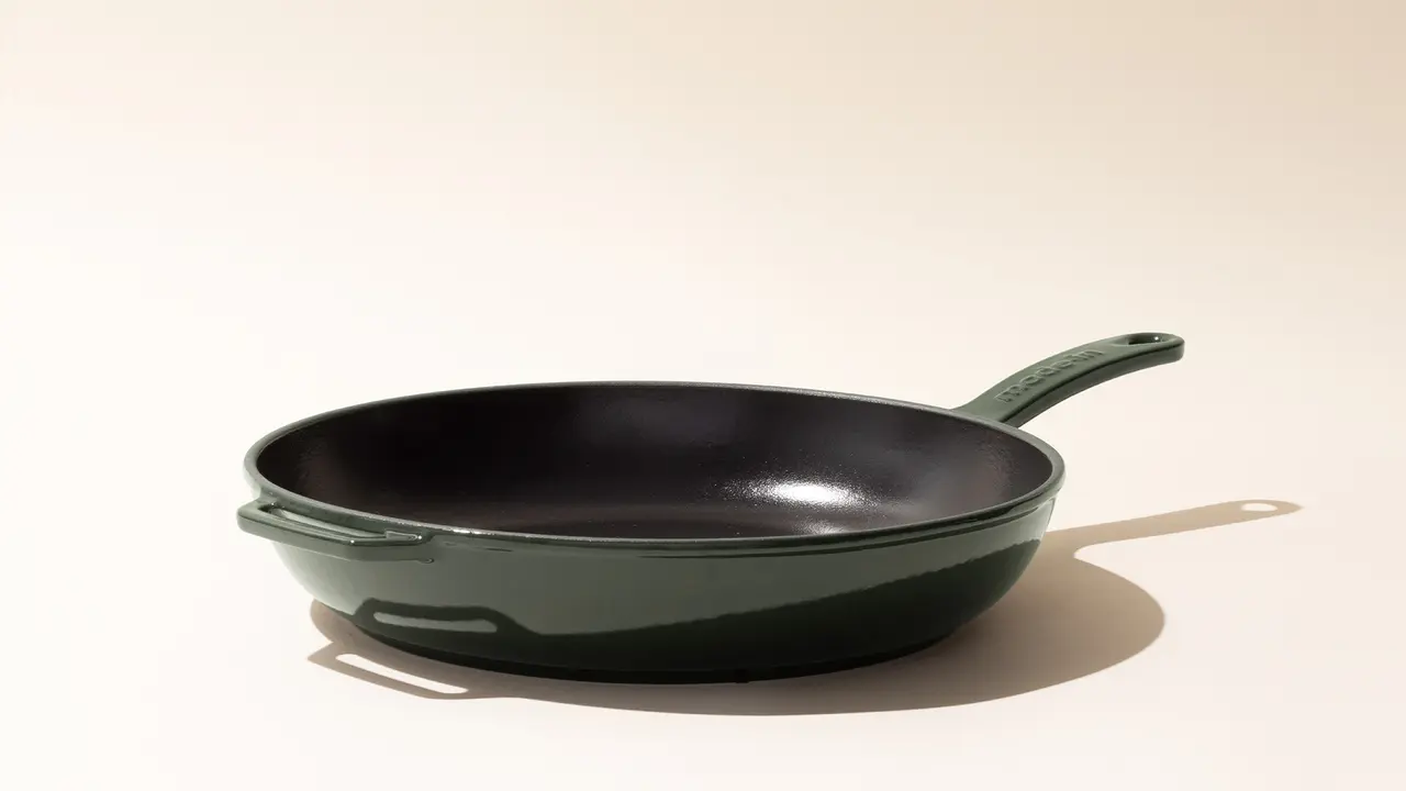 enameled cast iron skillet willow green