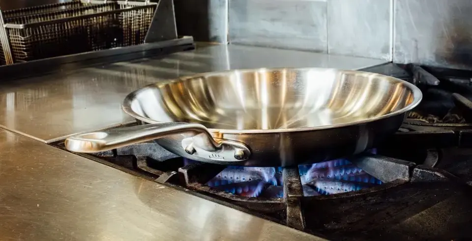 stainless frying pan on stove