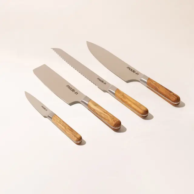 olive wood knife set image