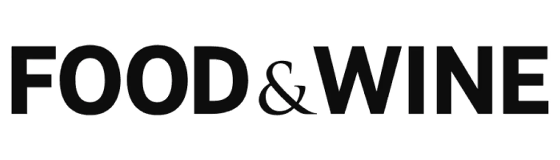 Black text on a white background that reads "FOOD & WINE" in capitalized letters for a logo.