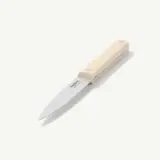 A small knife with a light-colored handle and a stainless steel blade.