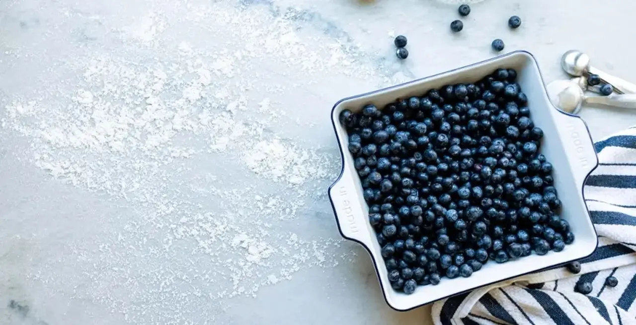 blueberries in baking dish