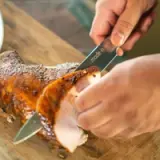 carving knife in use