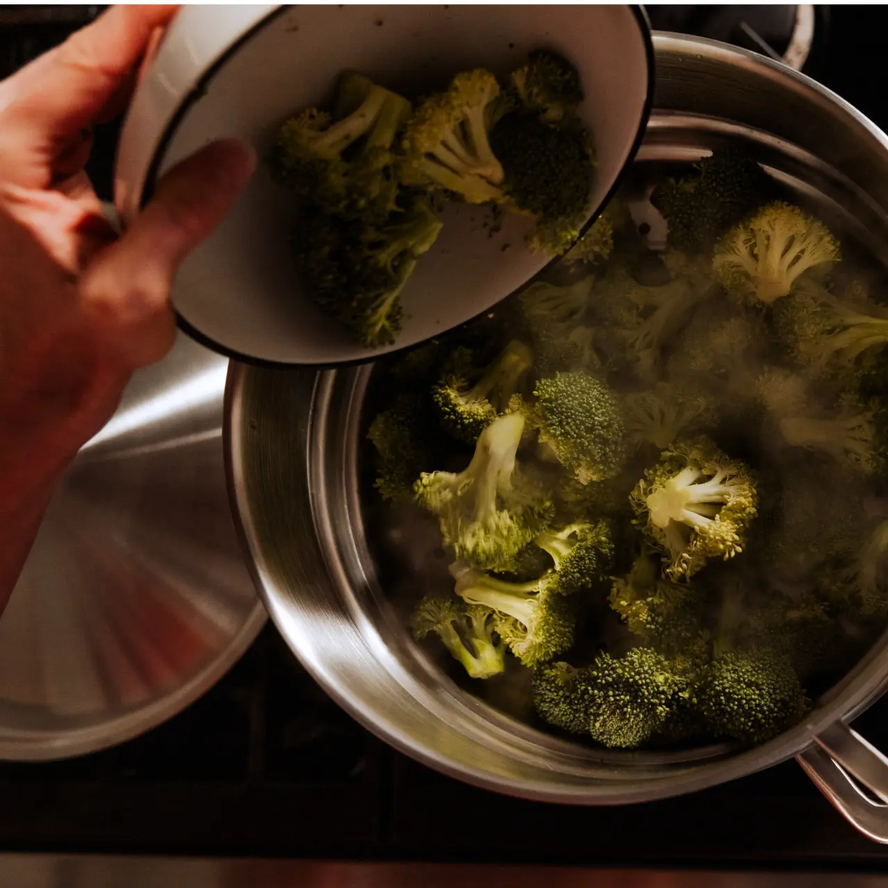 broccoli in steamer