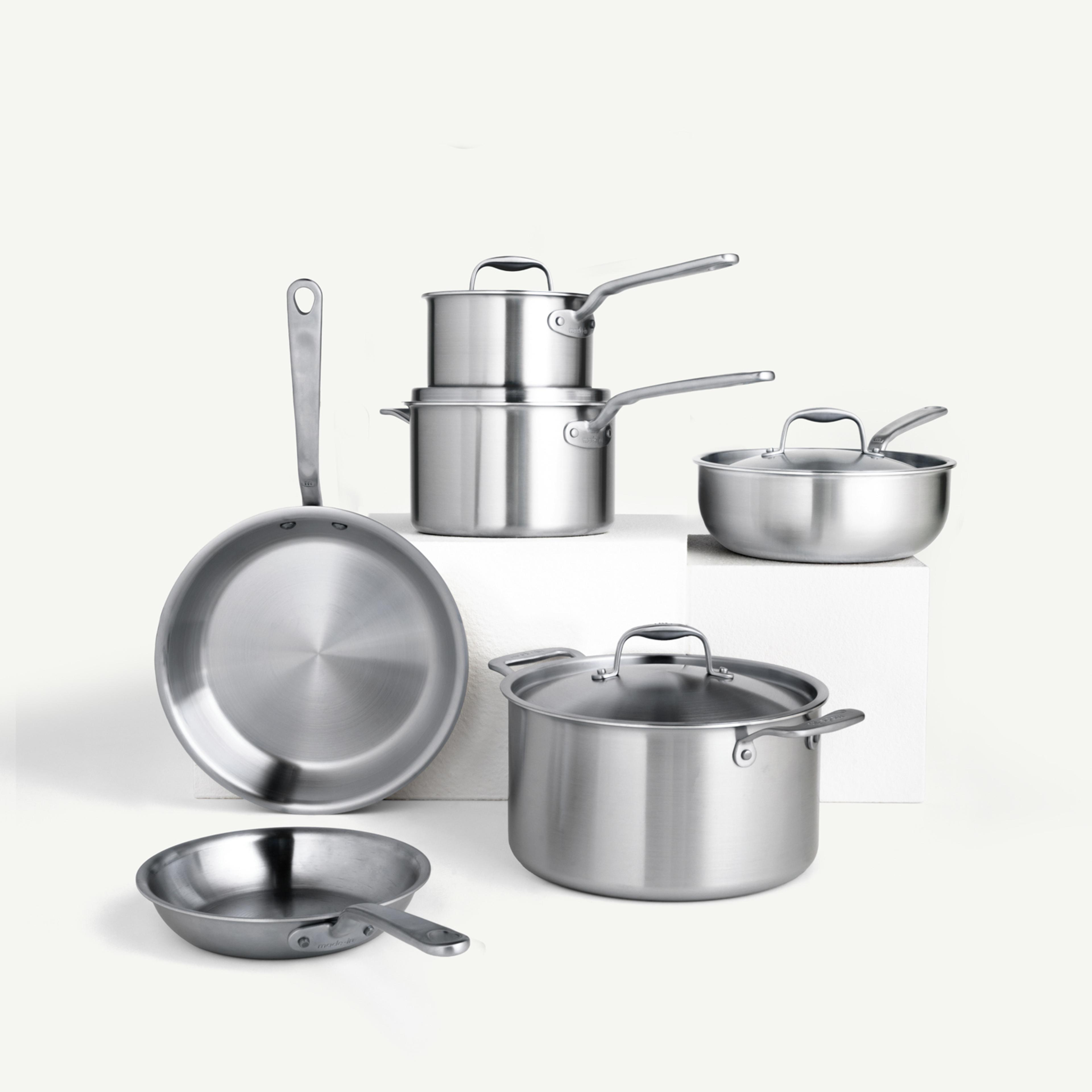 Made In Stainless Clad 10-piece set with stainless handles