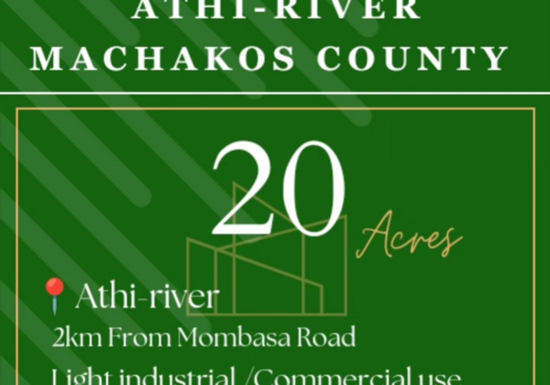 20 Acres — First Row Mombasa Road, Athi River For Sale— KES 42M per Acre