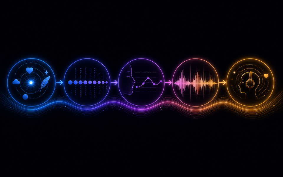 Workflow from lyric intent through syllable rhythm, pronunciation, performance, and review