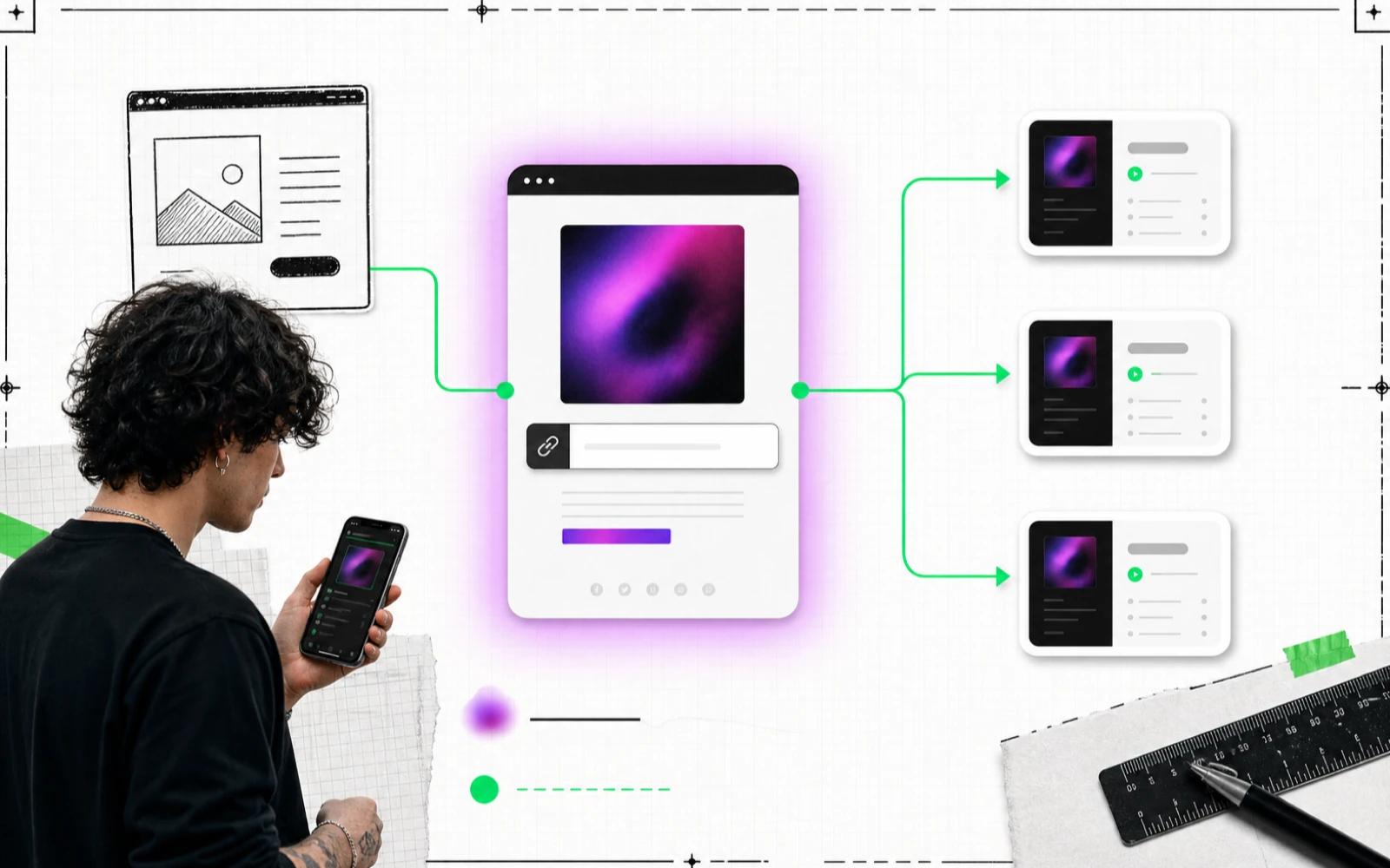 One release link branching to Spotify, Apple Music and YouTube destinations.