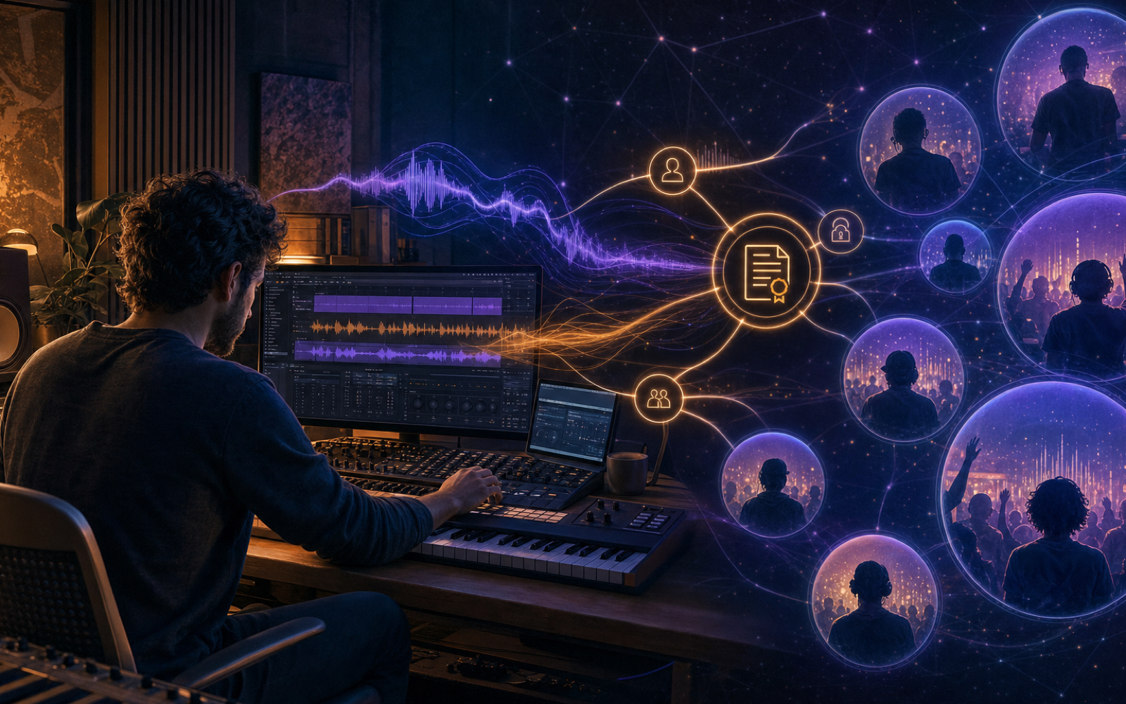 Independent music creator connecting an AI-assisted studio workflow to licensed fan experiences