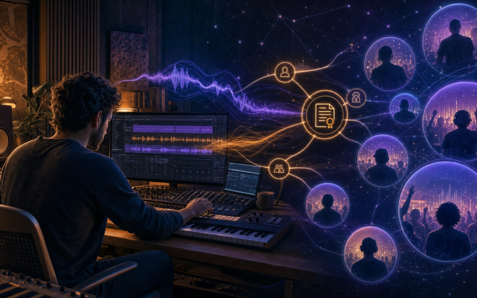 Independent music creator connecting an AI-assisted studio workflow to licensed fan experiences