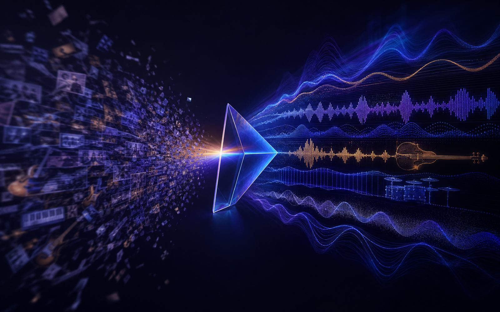 Imitation fragments transforming into an original structured musical waveform