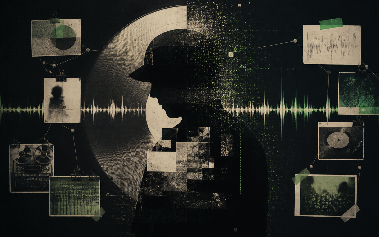 Listener comparing artist evidence, music credits, and audio signals