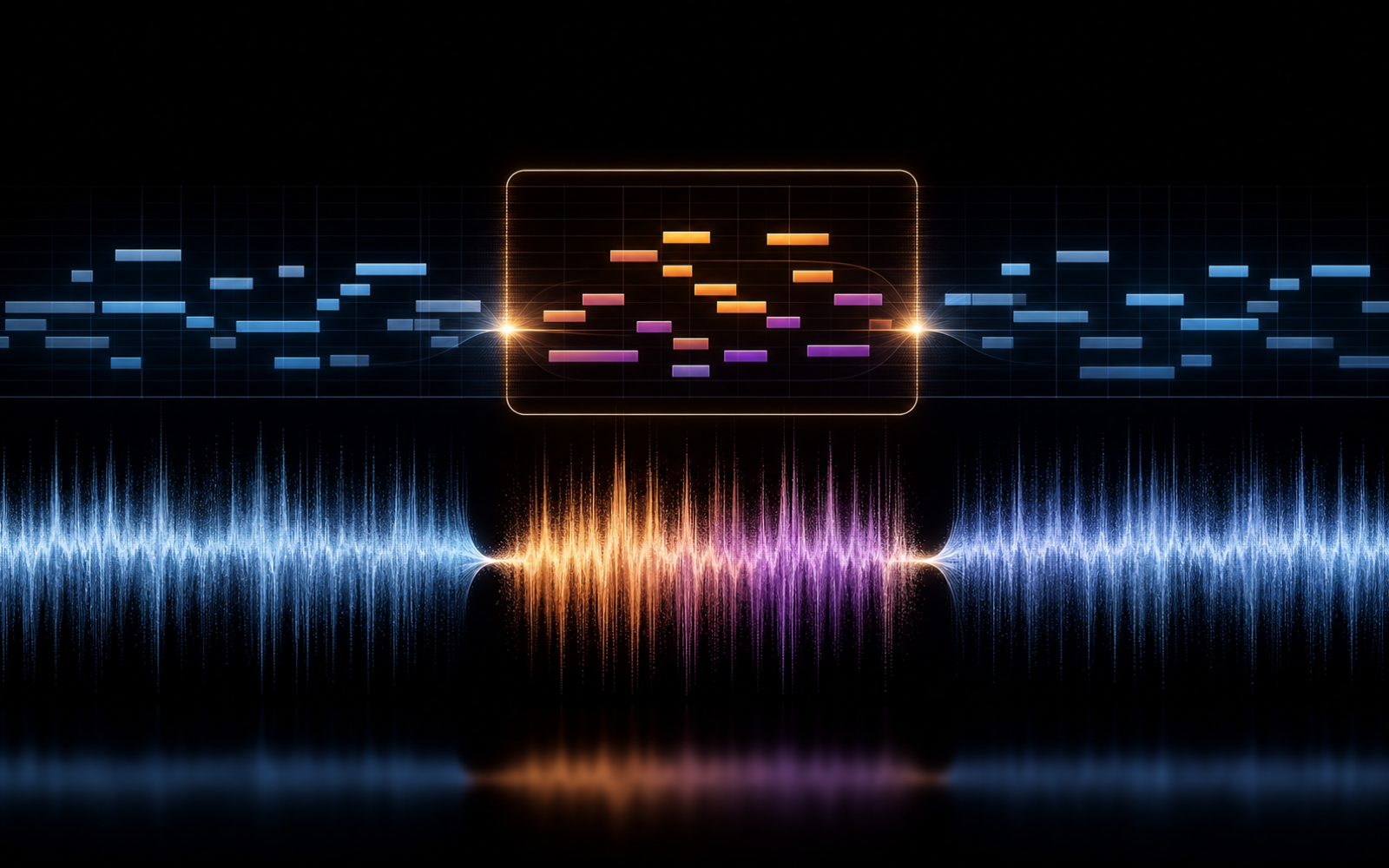 A revised middle music block reconnecting to unchanged sections on both sides