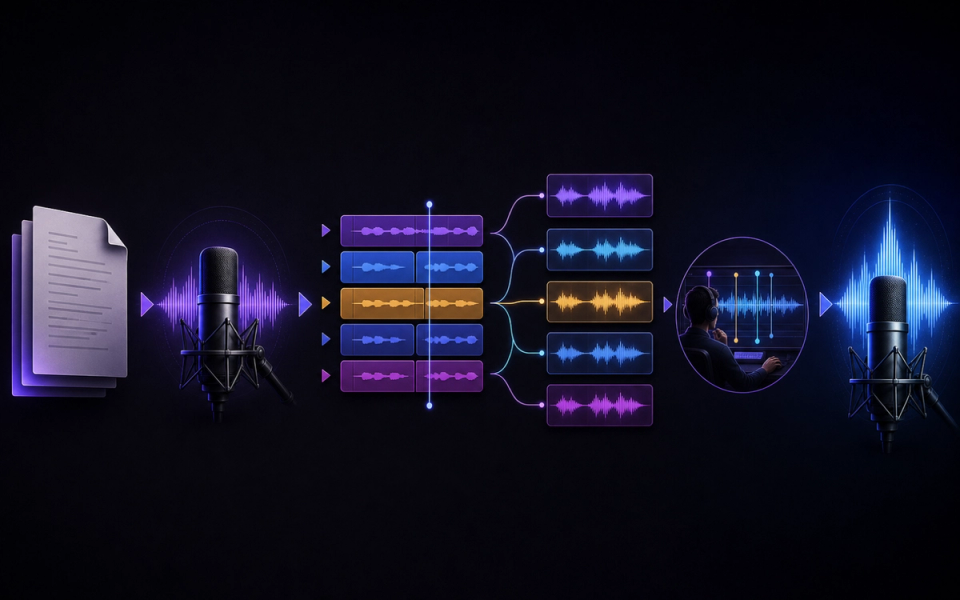 Visual process connecting lyrics, phrasing, vocal performance, and arrangement