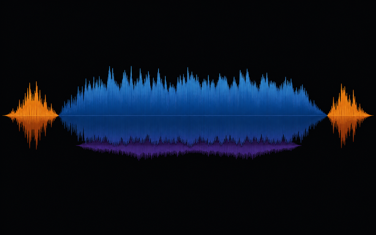 Podcast timeline with opening music, a voice section, and closing music