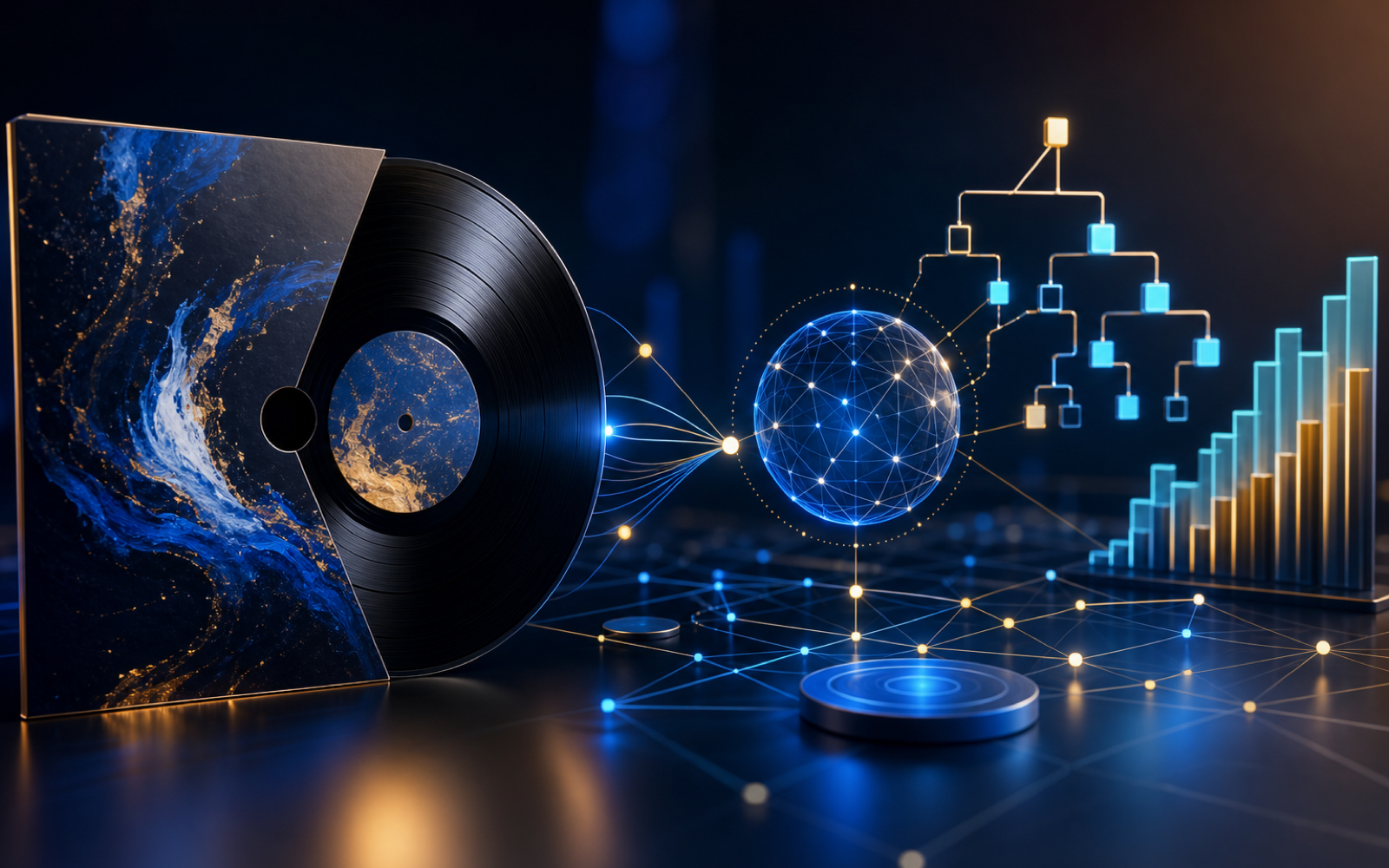 Separate measurement cards distinguish listeners, streams, revenue, and listening time