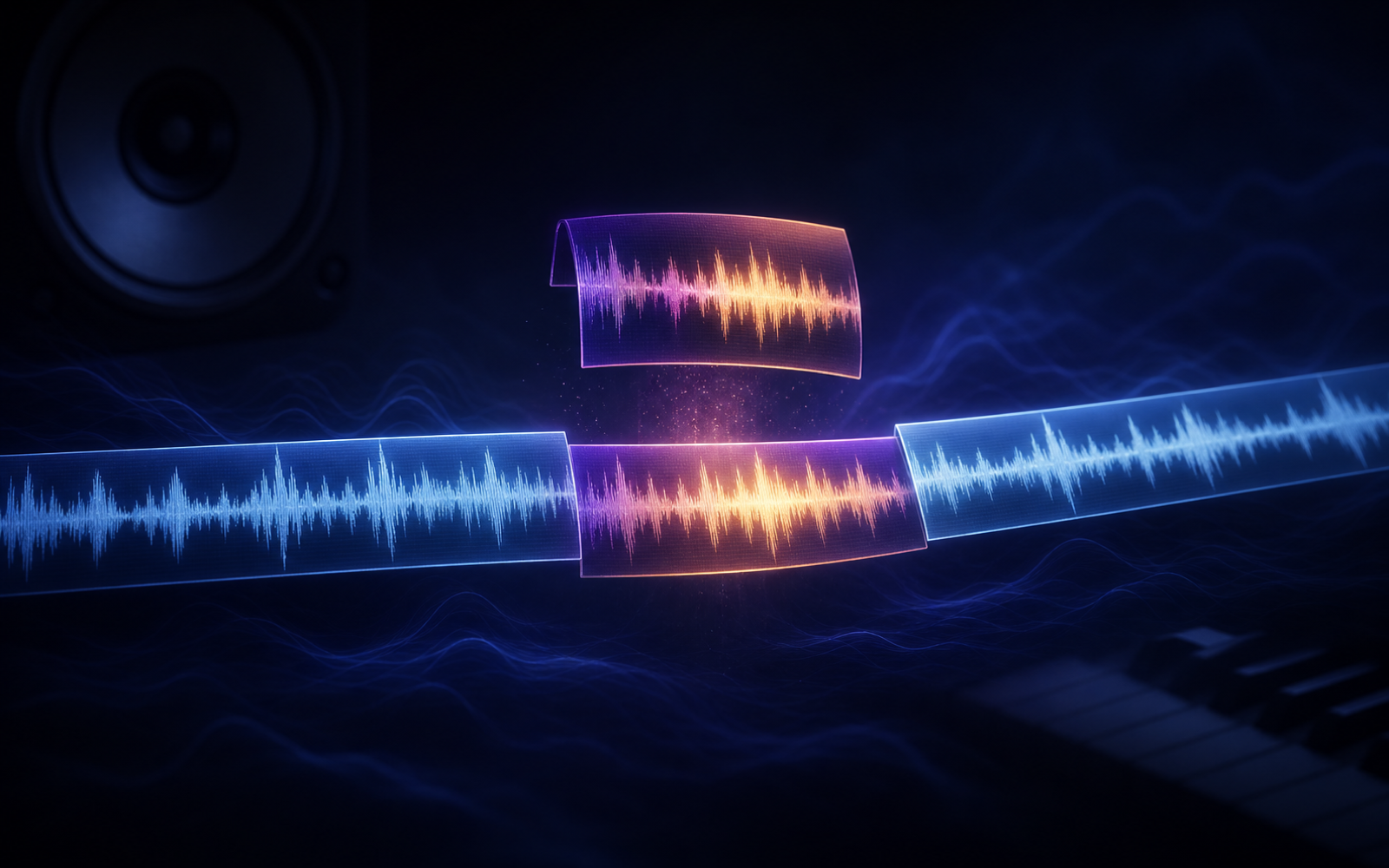 One glowing waveform section lifted from an otherwise preserved track