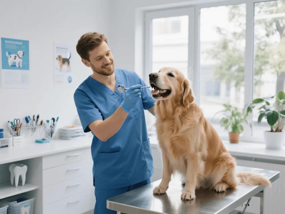Revisión de salud oral de un perro