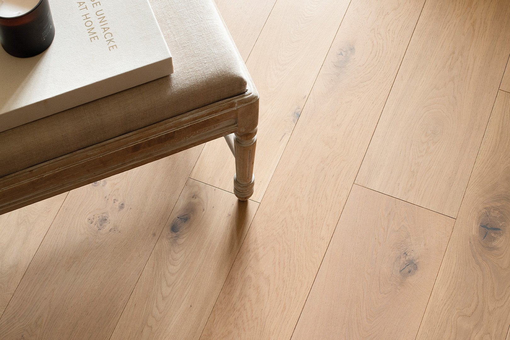 Plank wood flooring room setting