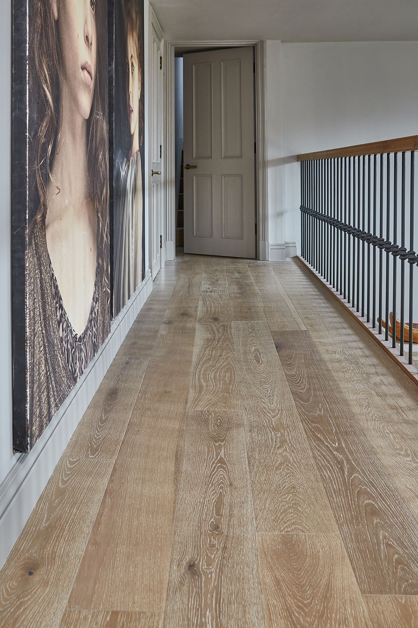 Plank wood flooring in a hallway