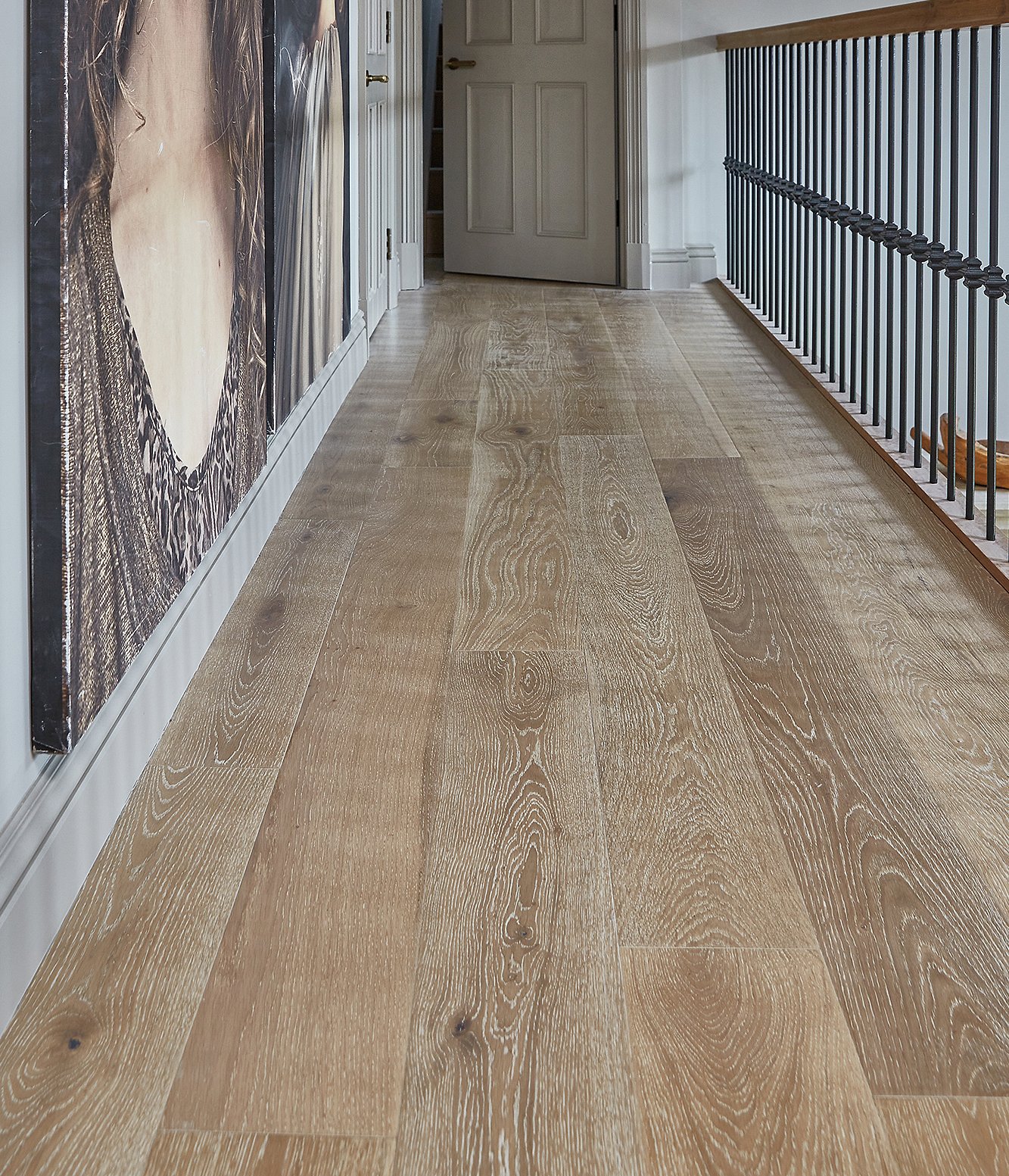 Plank wood flooring in a hallway